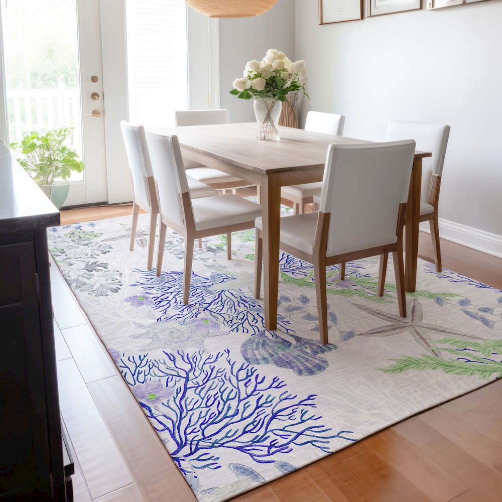 Premium Machine Washable Mayfield  Blue 3' x 5' Rug. Picture 6