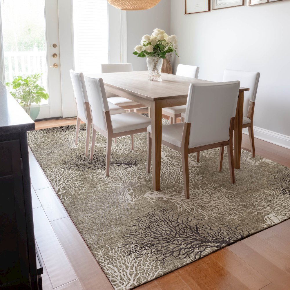 Premium Machine Washable Mayfield  Latte 3' x 5' Rug. Picture 6