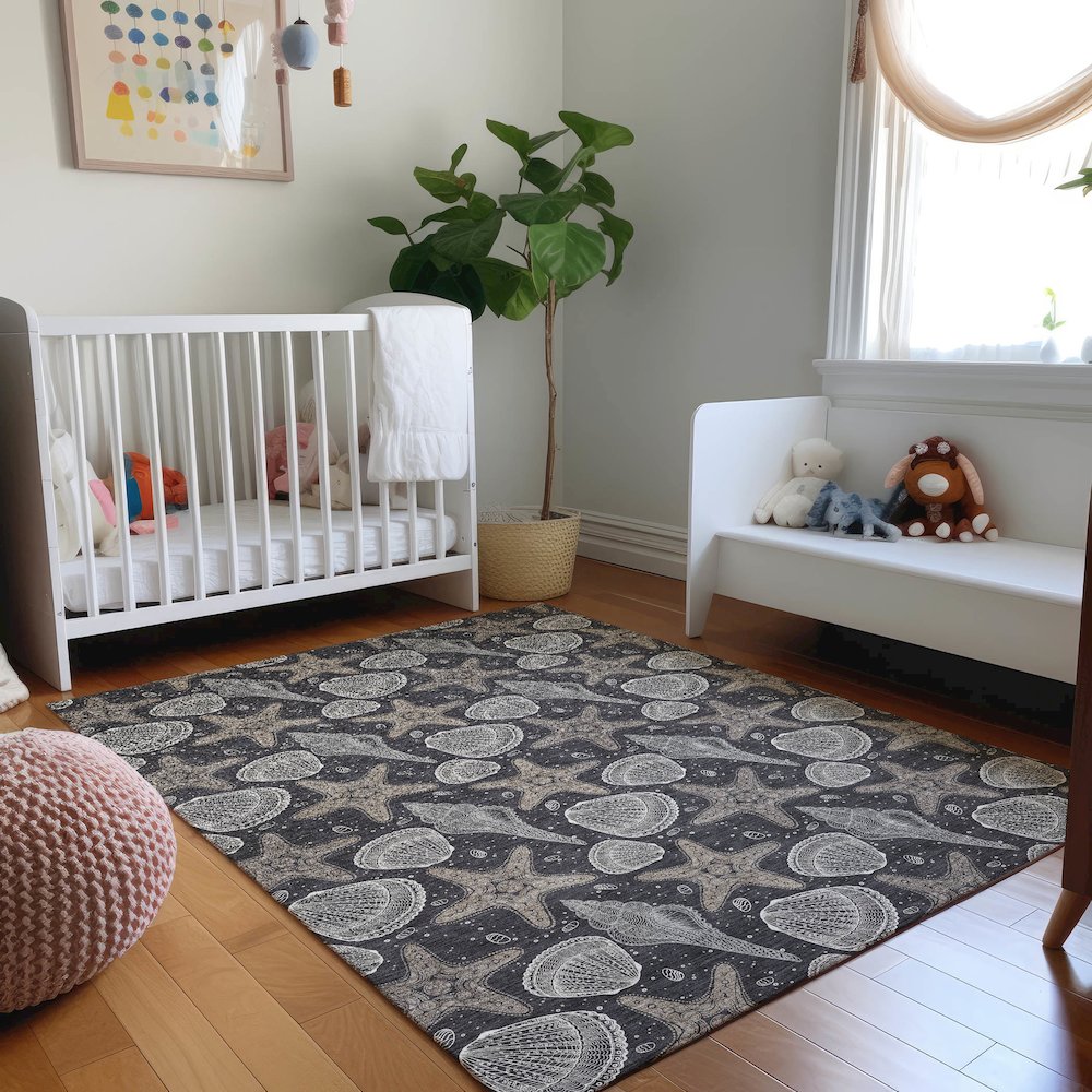 Premium Machine Washable Mayfield  Midnight 3' x 5' Rug. Picture 5