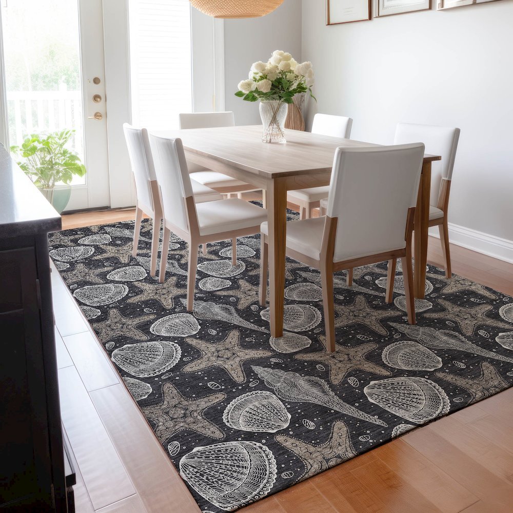 Premium Machine Washable Mayfield  Midnight 3' x 5' Rug. Picture 6