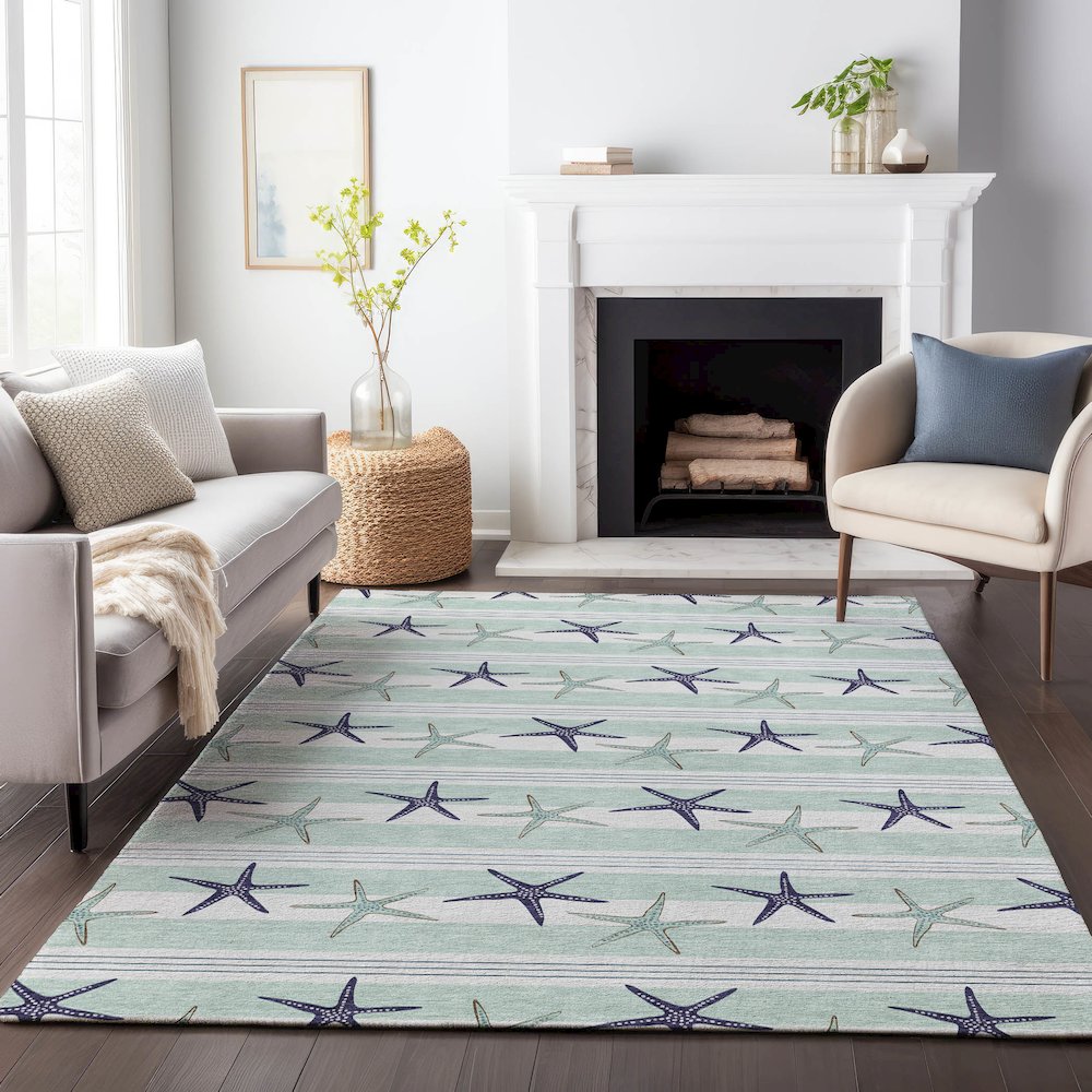 Premium Machine Washable Mayfield  Seaglass 3' x 5' Rug. Picture 6