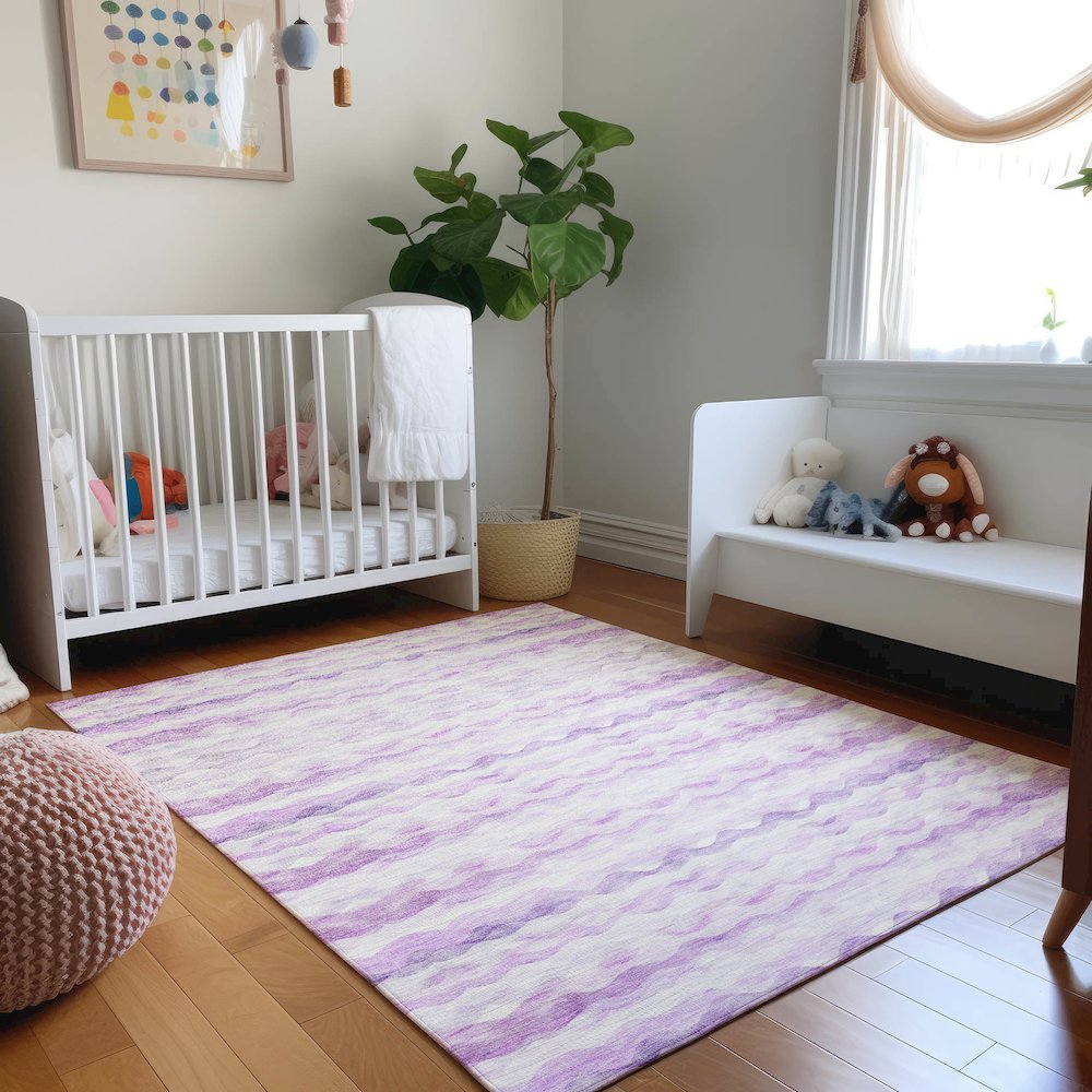Premium Machine Washable Mayfield  Purple 3' x 5' Rug. Picture 5