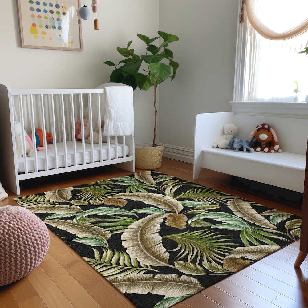 Premium Machine Washable Mayfield  Midnight 3' x 5' Rug. Picture 5