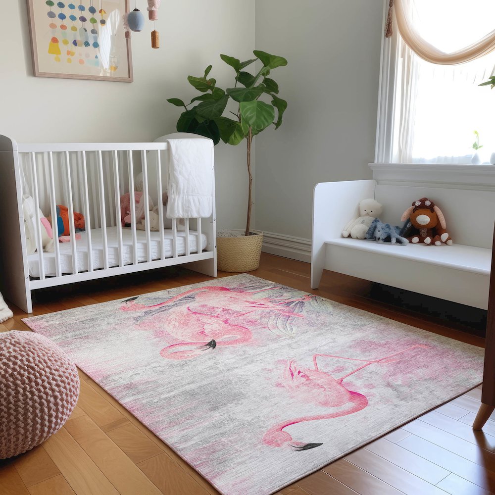Premium Machine Washable Mayfield  Pink 3' x 5' Rug. Picture 5