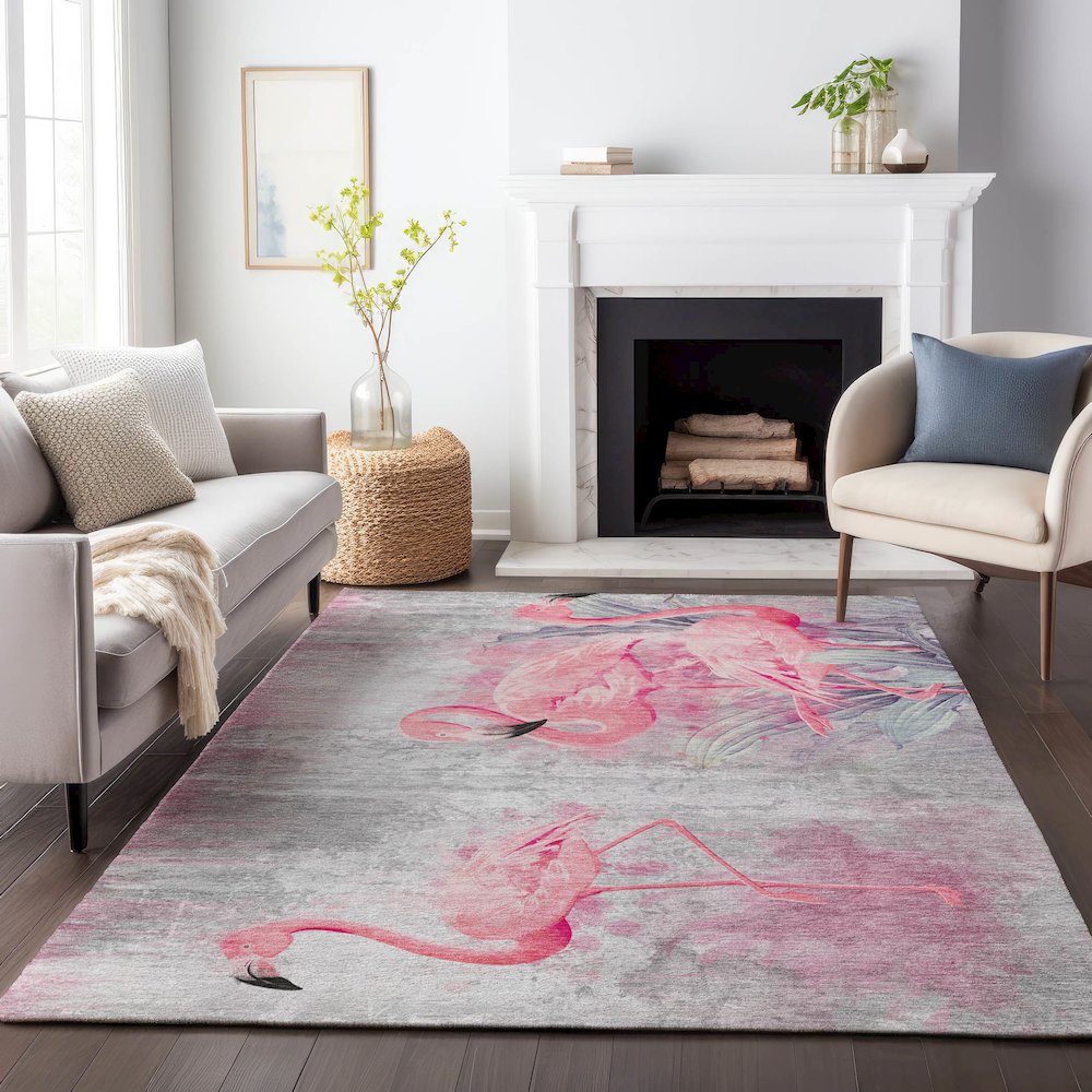 Premium Machine Washable Mayfield  Pink 3' x 5' Rug. Picture 6