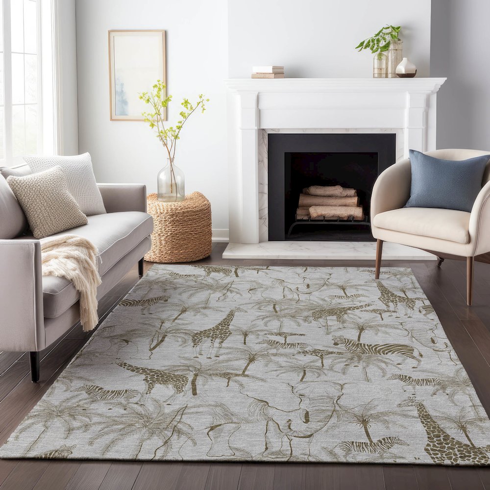 Premium Machine Washable Mayfield  Fog 3' x 5' Rug. Picture 6