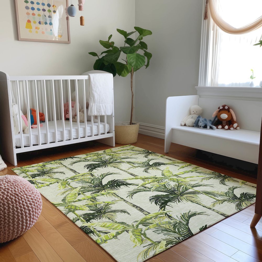 Premium Machine Washable Mayfield  Green 3' x 5' Rug. Picture 5