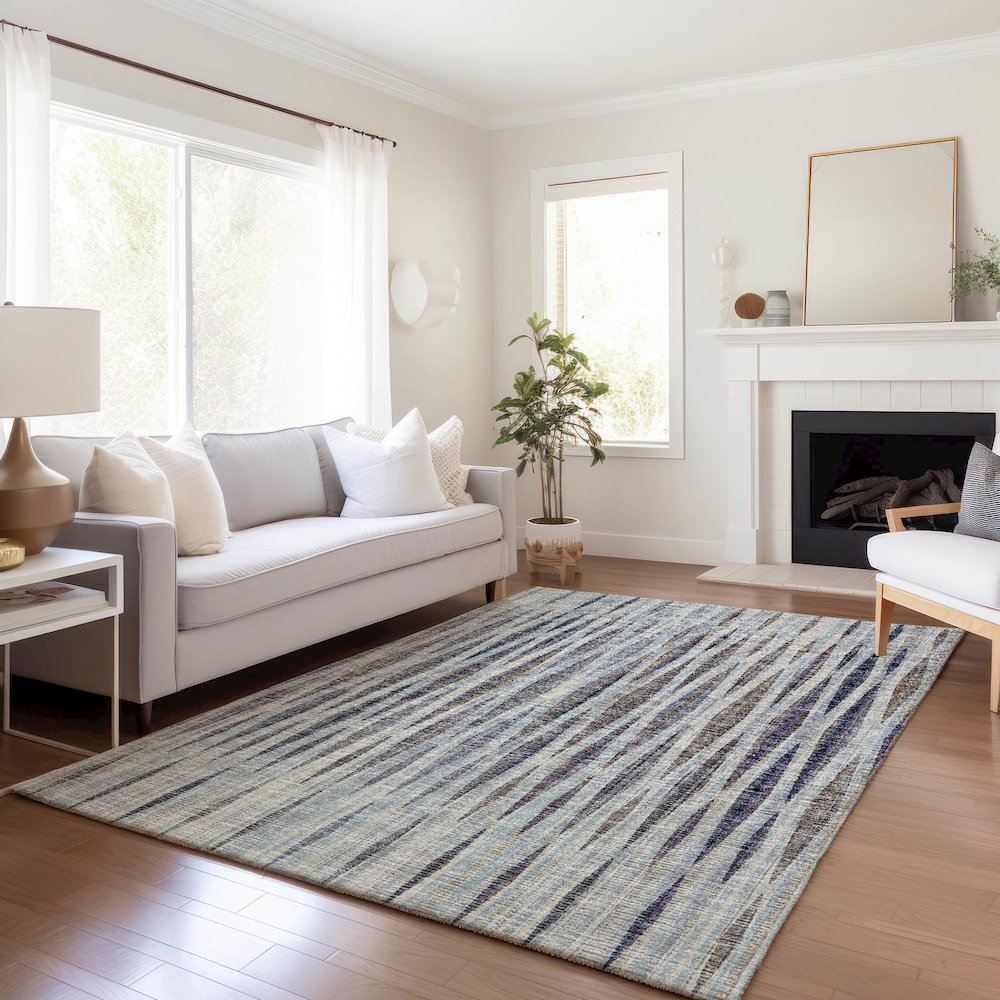 Premium Machine Washable Mayfield  Ocean 3' x 5' Rug. Picture 6