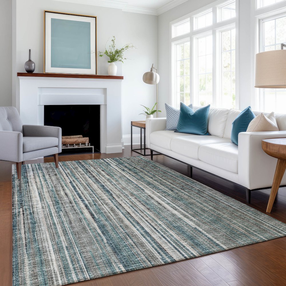 Premium Machine Washable Mayfield  Peacock 3' x 5' Rug. Picture 5