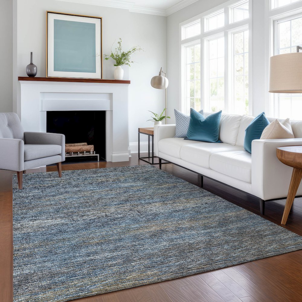 Premium Machine Washable Mayfield  Blue 3' x 5' Rug. Picture 5