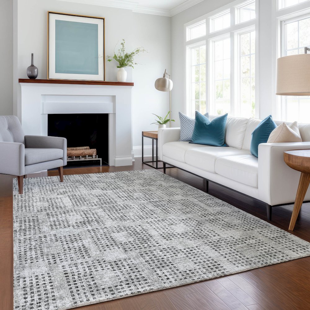 Premium Machine Washable Mayfield  Gray 3' x 5' Rug. Picture 5