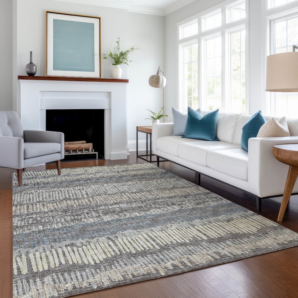Premium Machine Washable Mayfield  Gray 3' x 5' Rug. Picture 5