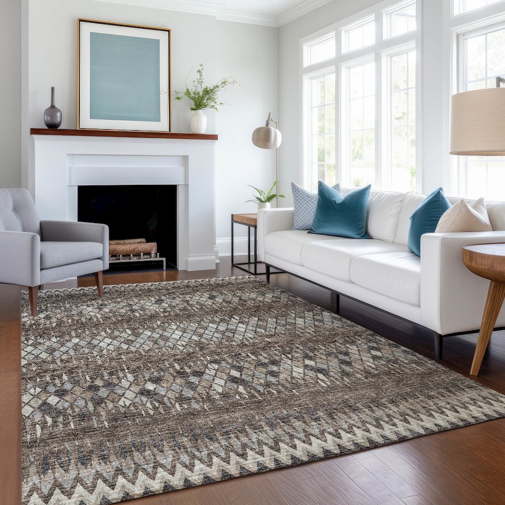 Premium Machine Washable Mayfield  Brown 3' x 5' Rug. Picture 5