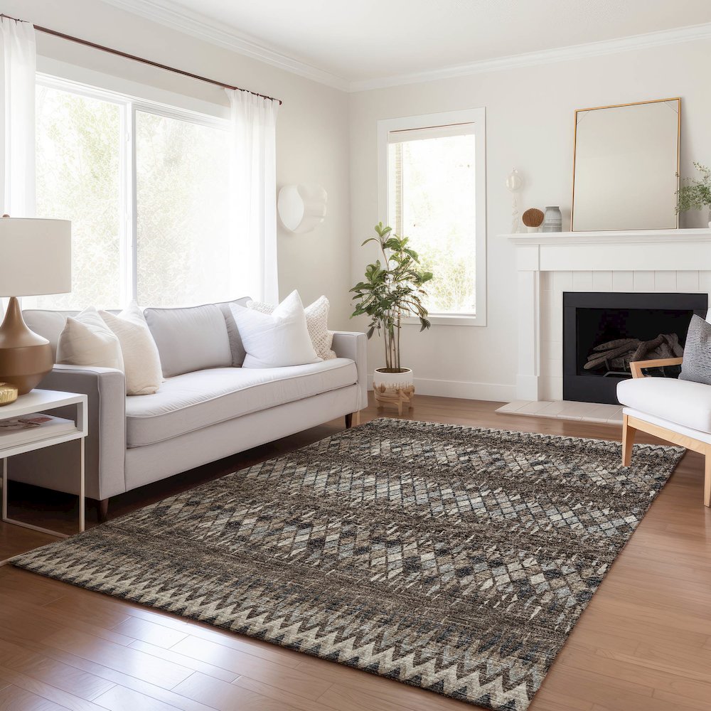 Premium Machine Washable Mayfield  Brown 3' x 5' Rug. Picture 6