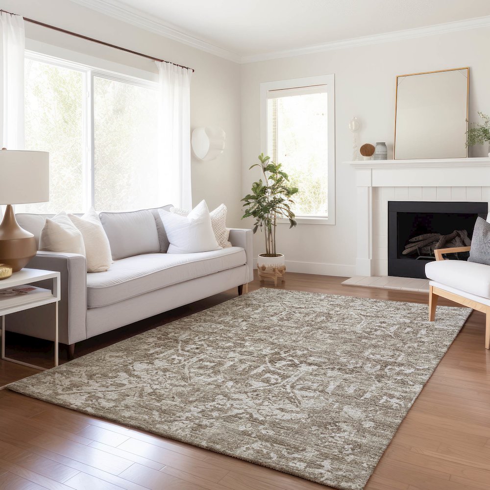 Premium Machine Washable Mayfield  Taupe 3' x 5' Rug. Picture 6
