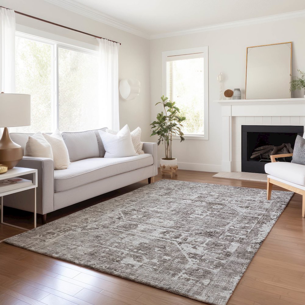 Premium Machine Washable Mayfield  Mocha 3' x 5' Rug. Picture 6
