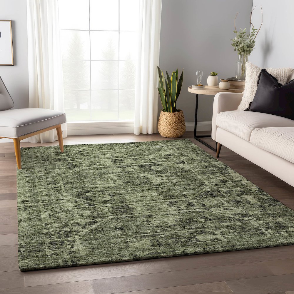 Premium Machine Washable Mayfield  Olive 3' x 5' Rug. Picture 5