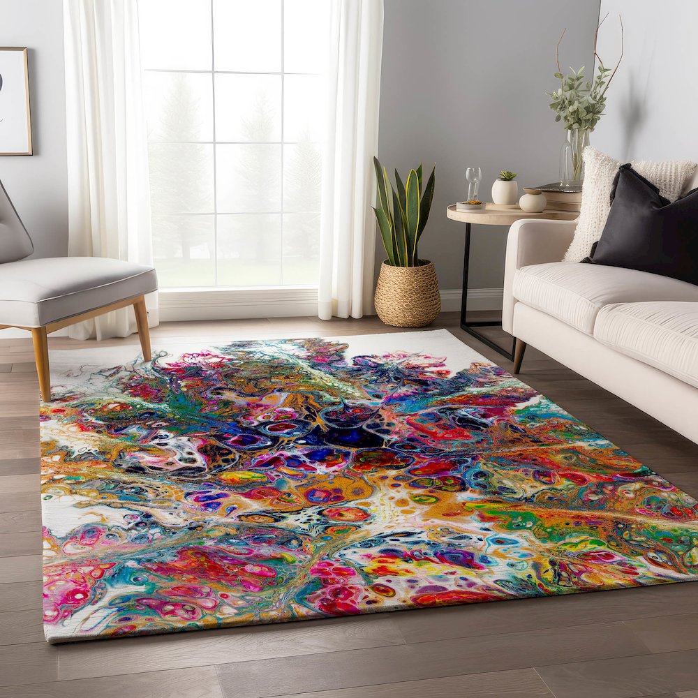 Premium Machine Washable Mayfield  Kaleidoscope 3' x 5' Rug. Picture 5