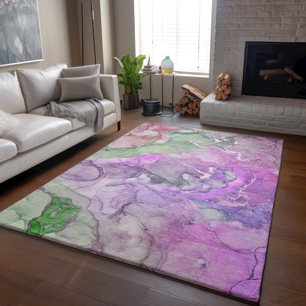 Premium Machine Washable Mayfield  Purple 3' x 5' Rug. Picture 6