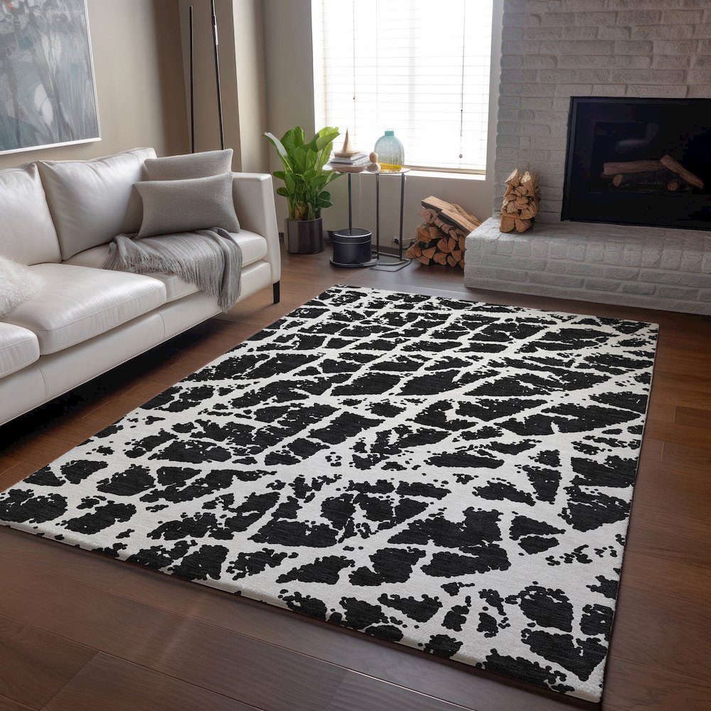 Premium Machine Washable Mayfield  Black 3' x 5' Rug. Picture 6
