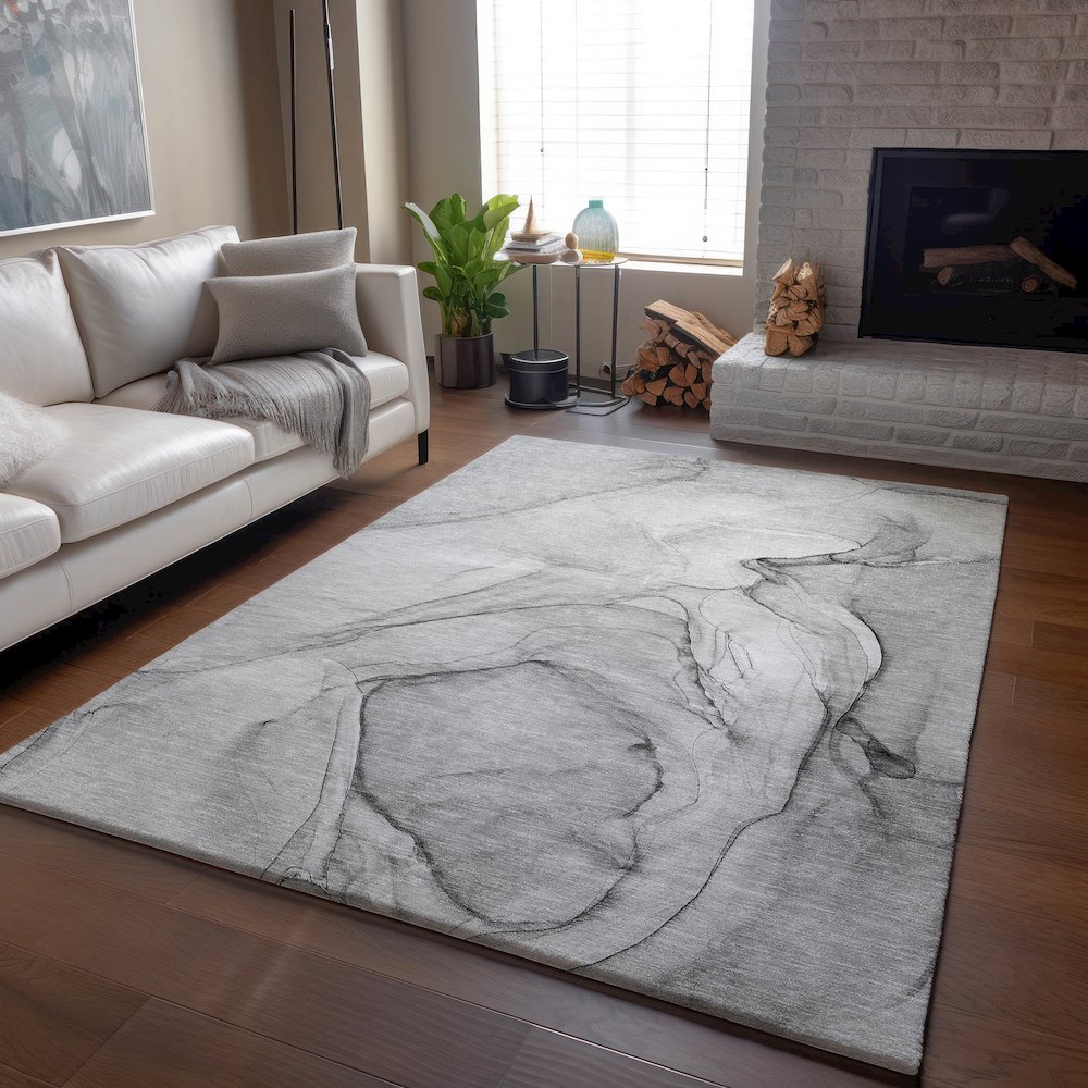 Premium Machine Washable Mayfield  Gray 3' x 5' Rug. Picture 6