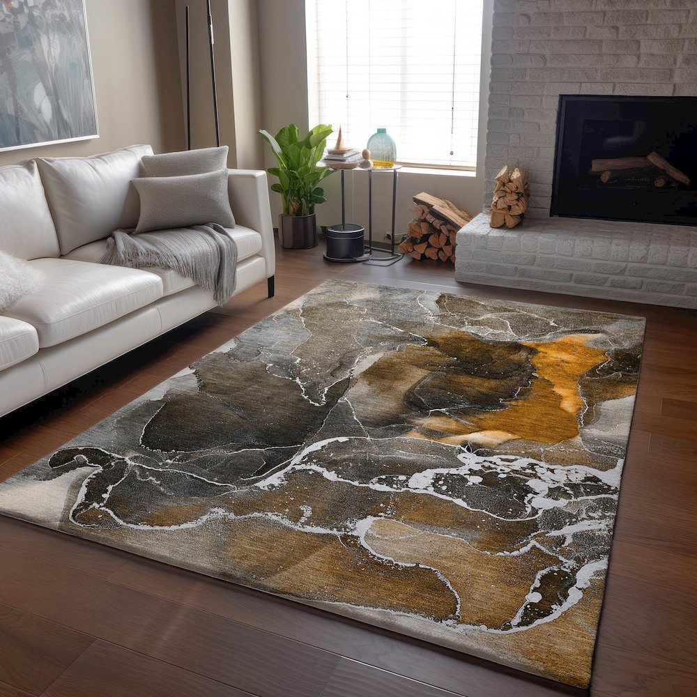 Premium Machine Washable Mayfield  Brown 3' x 5' Rug. Picture 6