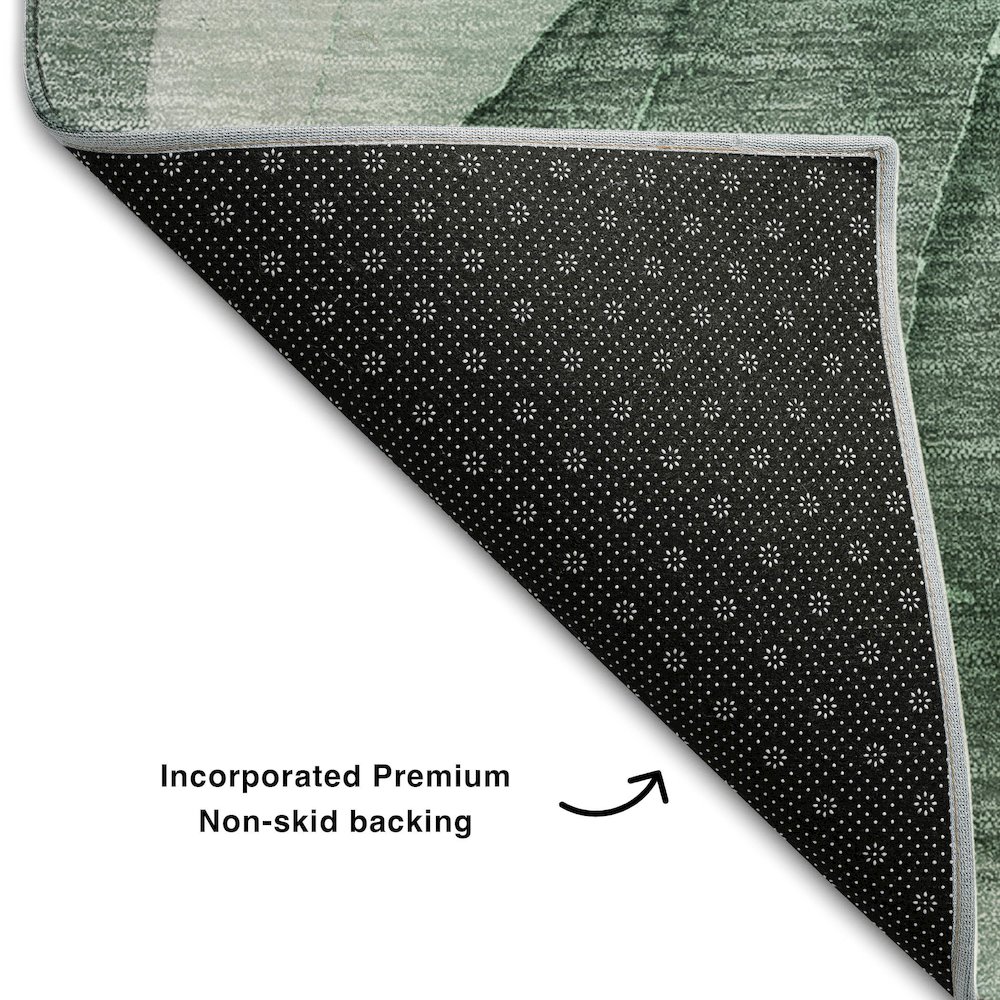 Premium Machine Washable Mayfield  Green 2'3" x 7'6" Runner Rug. Picture 2