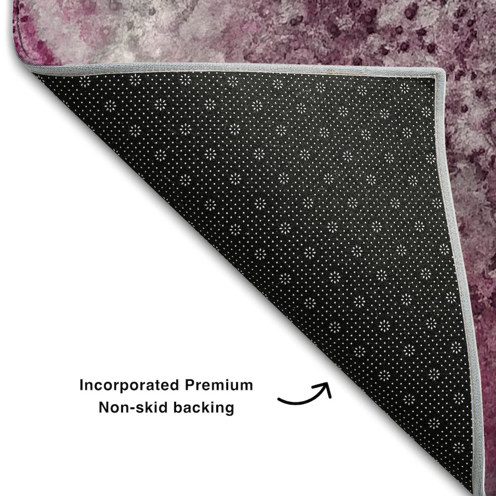 Premium Machine Washable Mayfield  Pink 2'3" x 7'6" Runner Rug. Picture 2