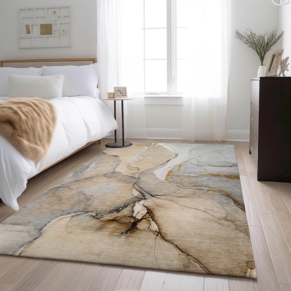 Premium Machine Washable Mayfield  Beige 3' x 5' Rug. Picture 5