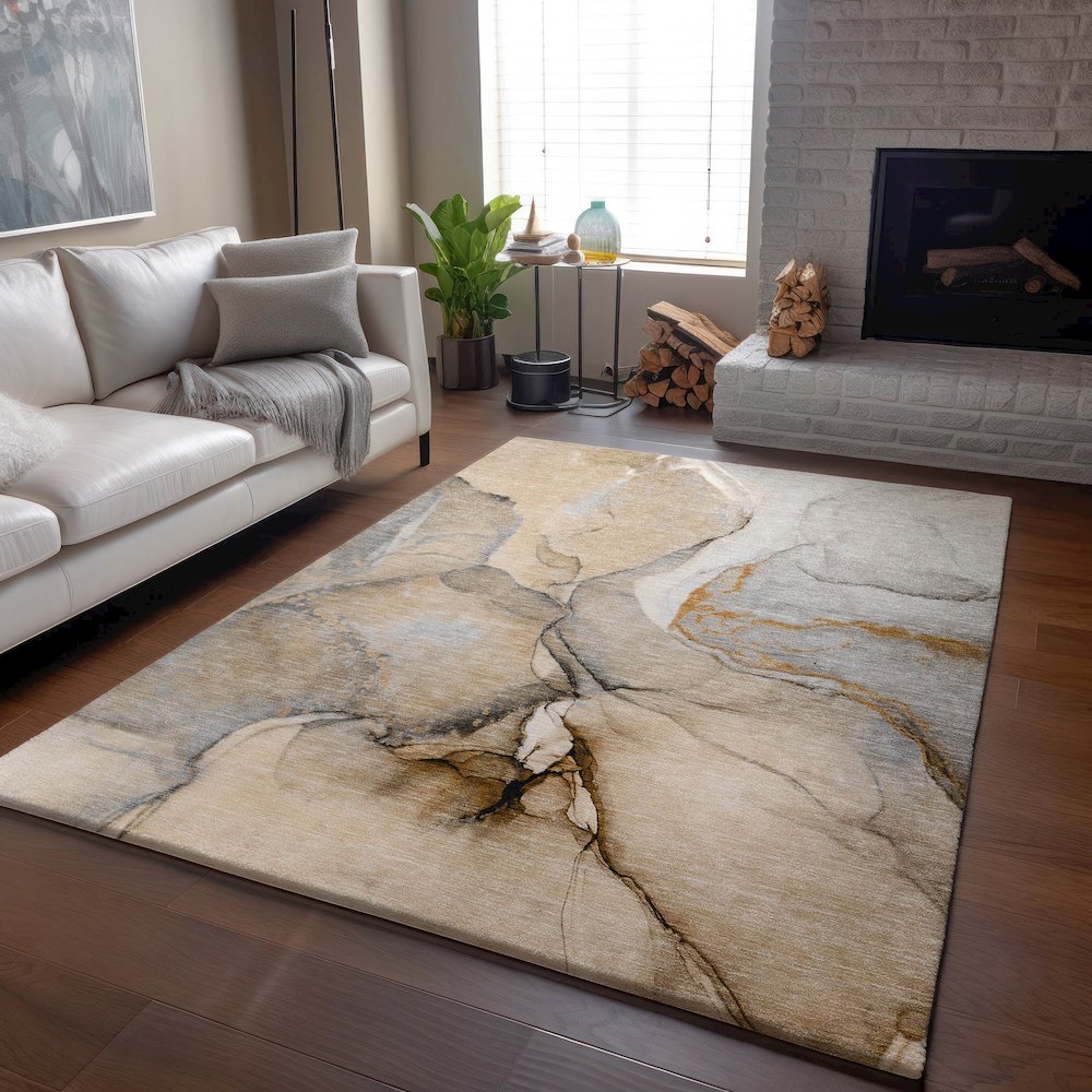 Premium Machine Washable Mayfield  Beige 3' x 5' Rug. Picture 6