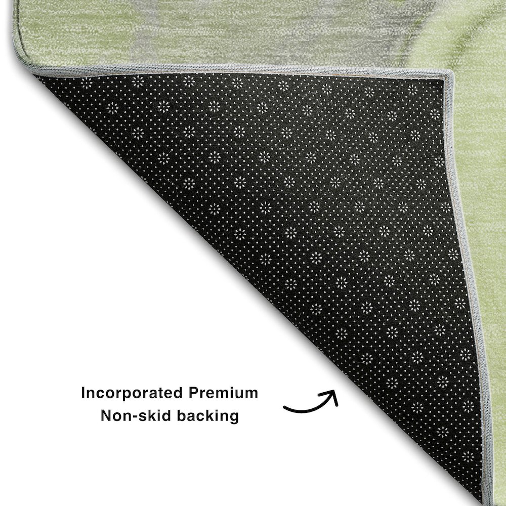 Premium Machine Washable Mayfield  Green 2'3" x 7'6" Runner Rug. Picture 2