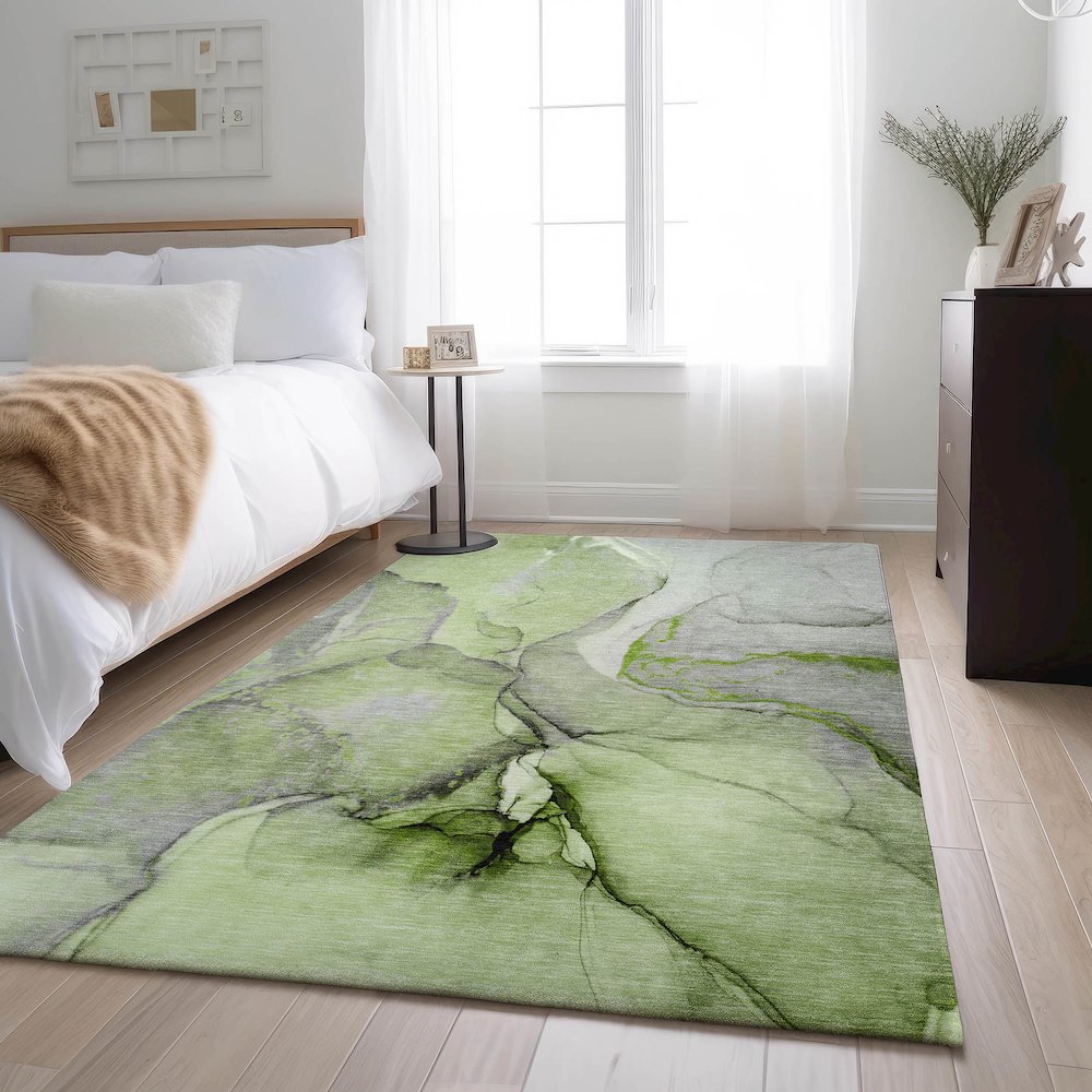 Premium Machine Washable Mayfield  Green 3' x 5' Rug. Picture 5