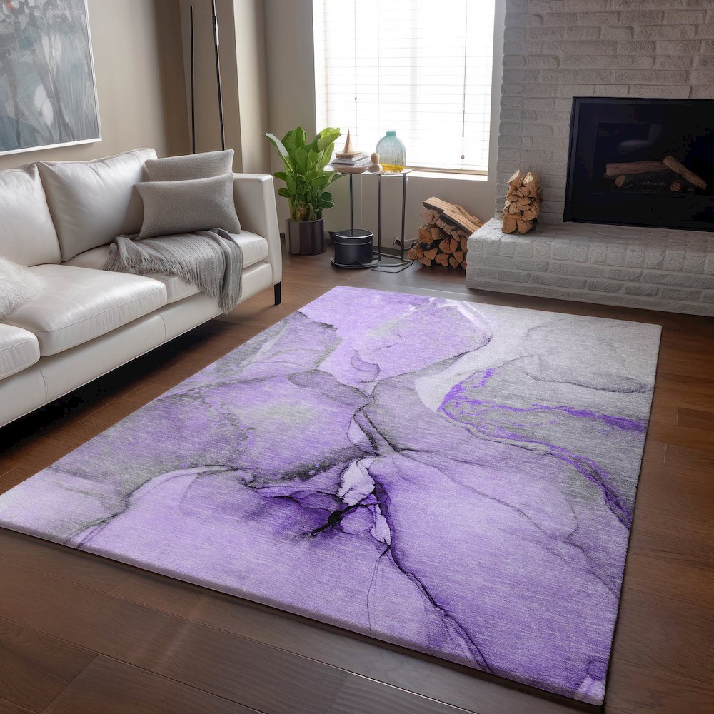 Premium Machine Washable Mayfield  Purple 3' x 5' Rug. Picture 6