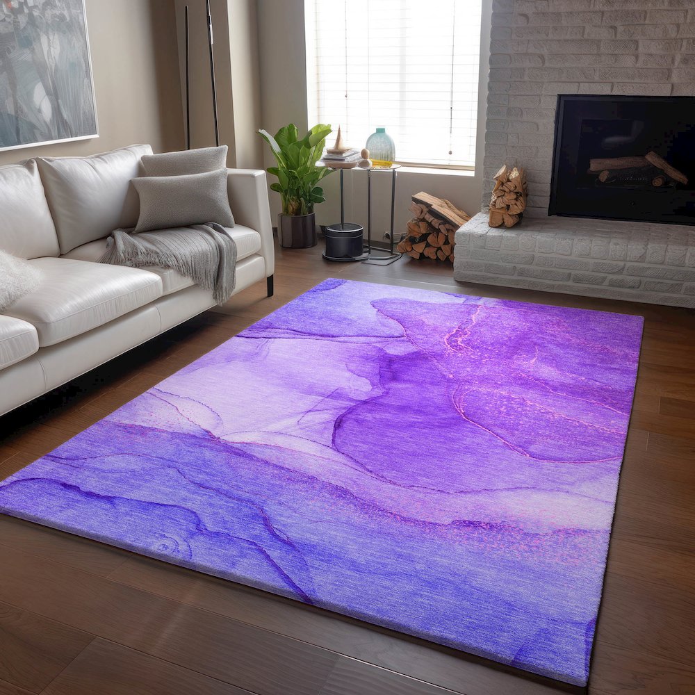 Premium Machine Washable Mayfield  Purple 3' x 5' Rug. Picture 6