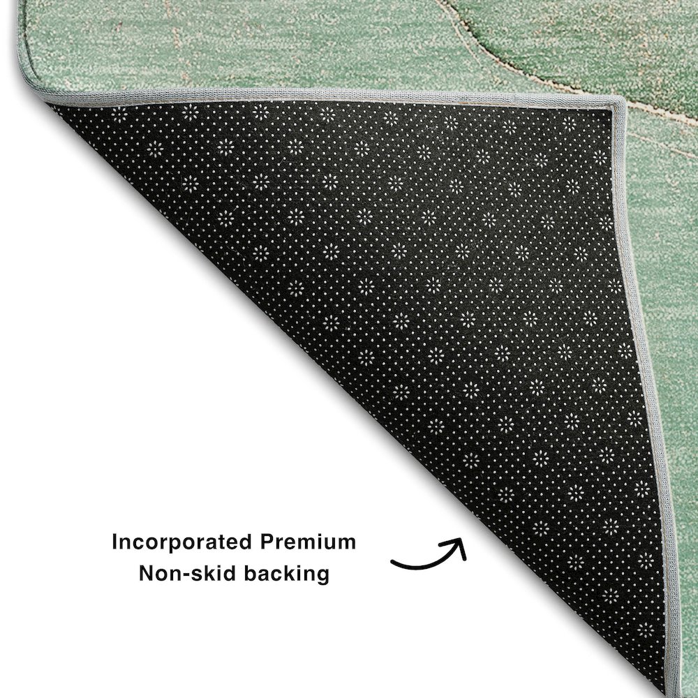 Premium Machine Washable Mayfield  Teal 2'3" x 7'6" Runner Rug. Picture 2