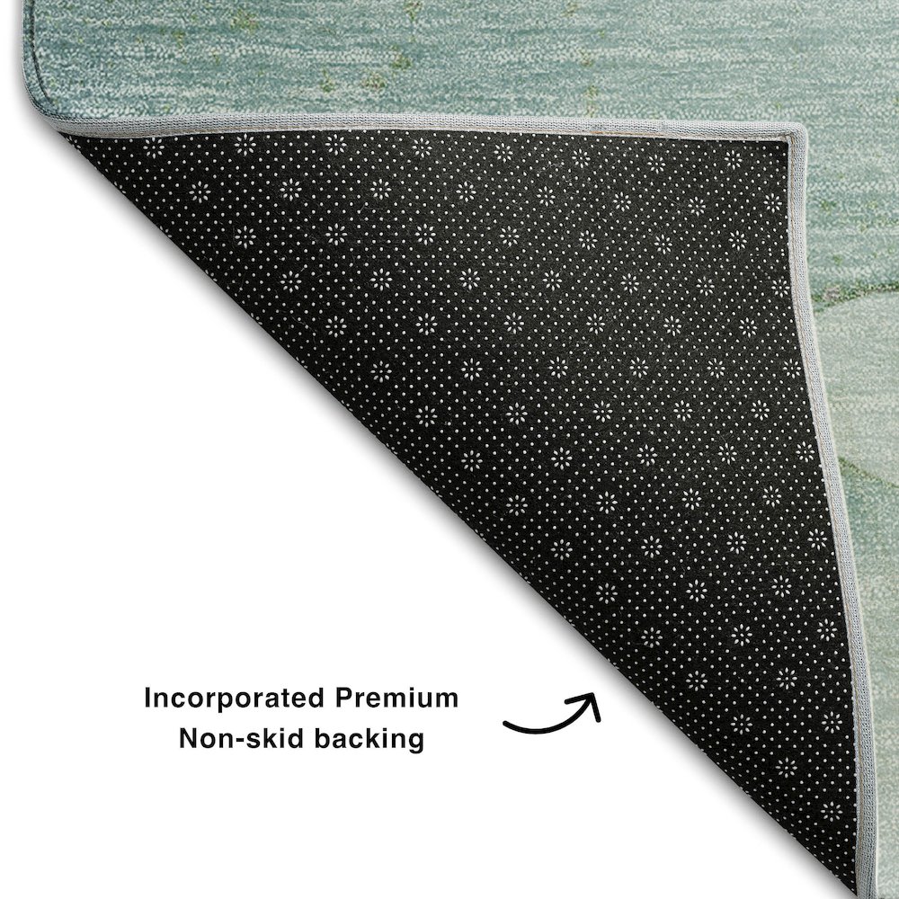 Premium Machine Washable Mayfield  Teal 2'3" x 7'6" Runner Rug. Picture 2