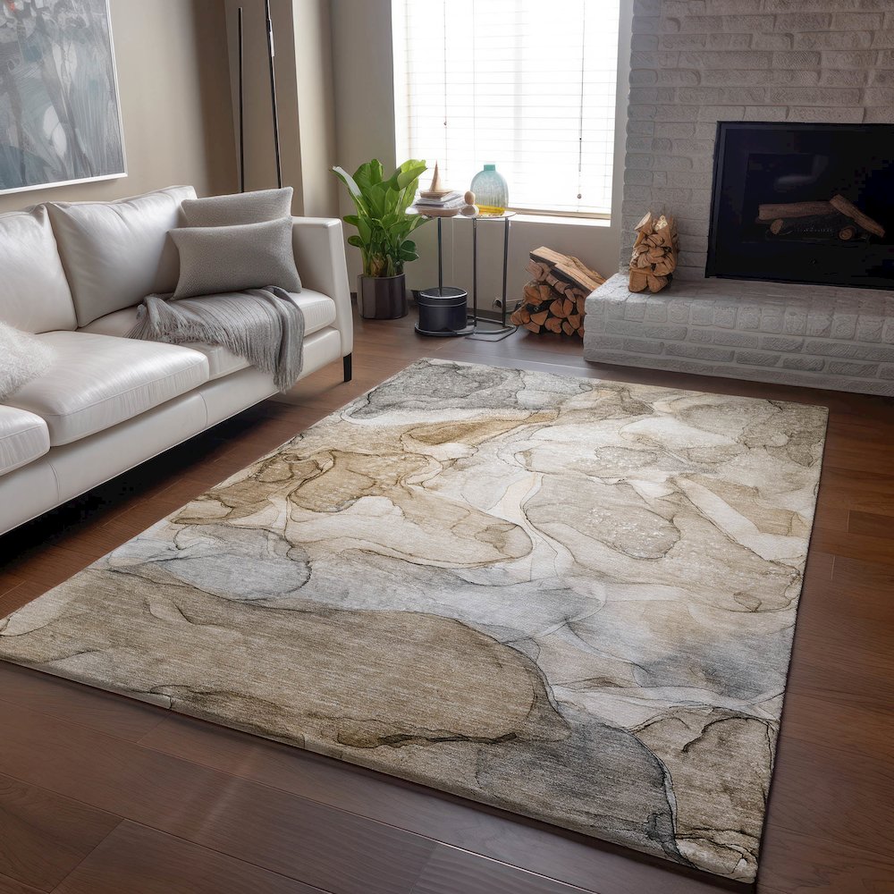 Premium Machine Washable Mayfield  Beige 3' x 5' Rug. Picture 6