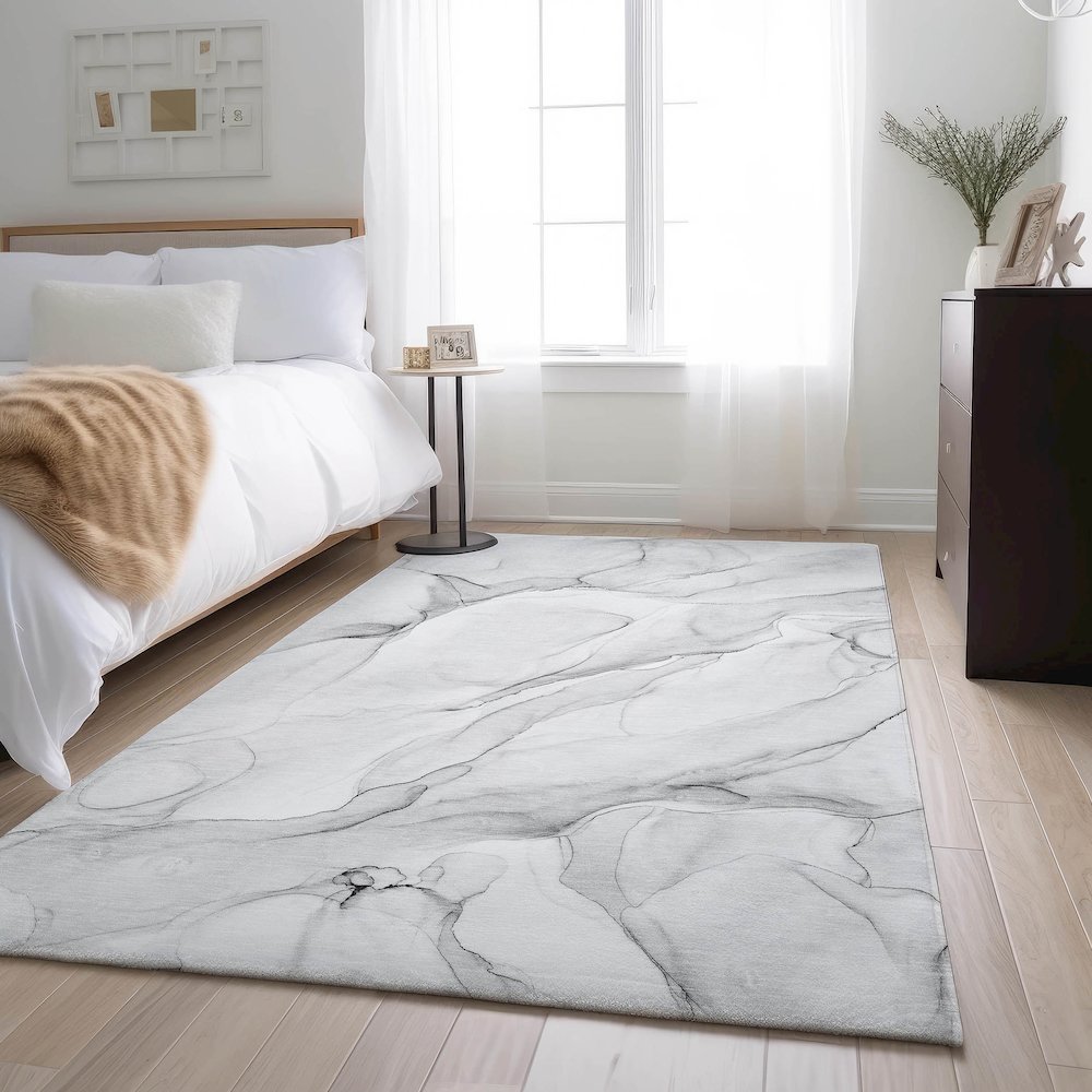 Premium Machine Washable Mayfield  Gray 3' x 5' Rug. Picture 5