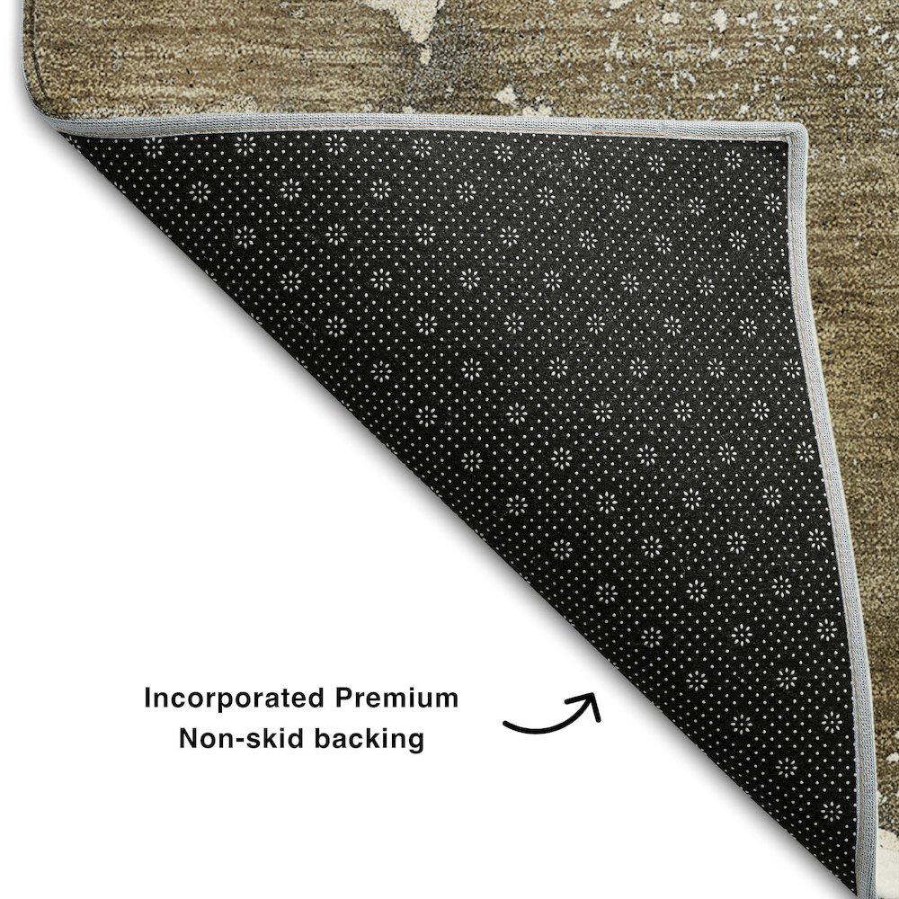 Premium Machine Washable Mayfield  Brown 2'3" x 7'6" Runner Rug. Picture 2