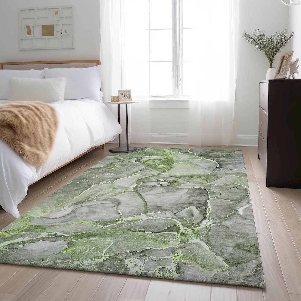 Premium Machine Washable Mayfield  Green 3' x 5' Rug. Picture 5