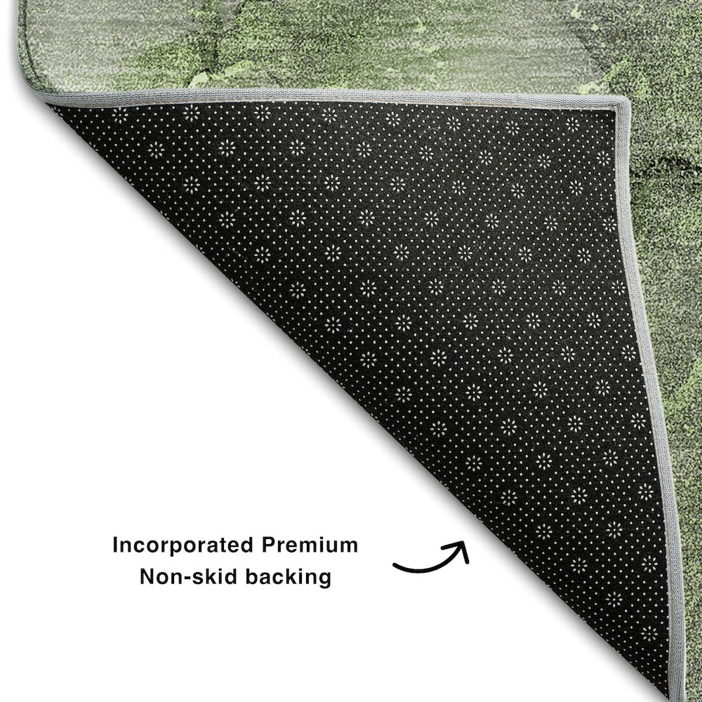 Premium Machine Washable Mayfield  Green 2'3" x 7'6" Runner Rug. Picture 2