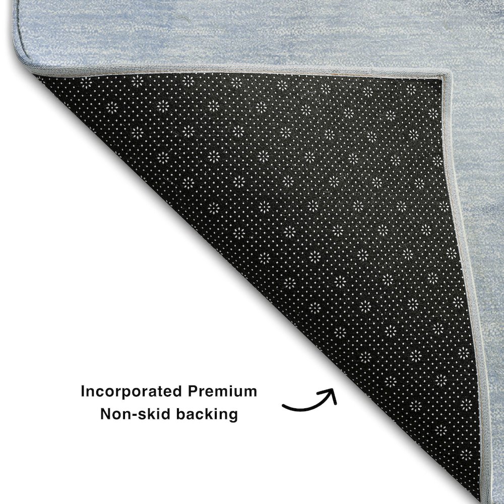 Premium Machine Washable Mayfield  Blue 2'3" x 7'6" Runner Rug. Picture 2