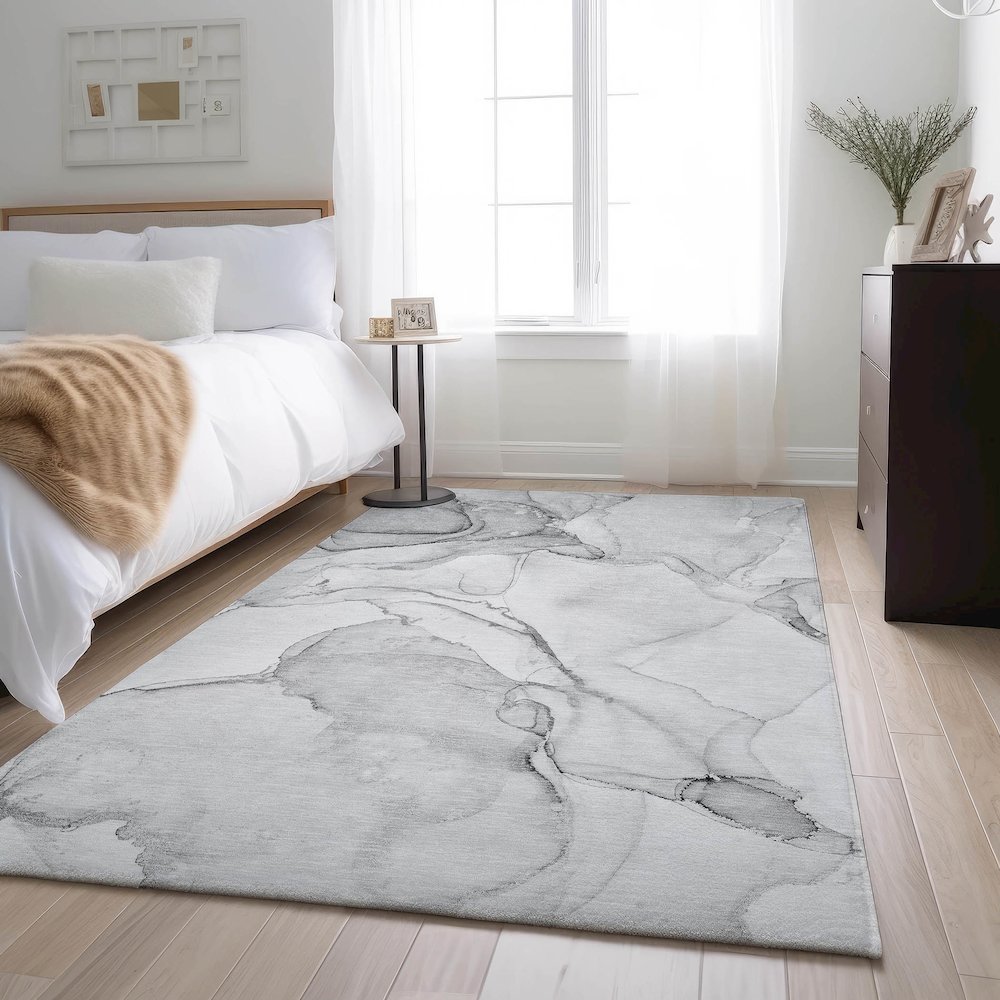Premium Machine Washable Mayfield  Silver 3' x 5' Rug. Picture 5
