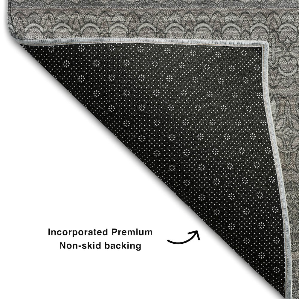 Premium Machine Washable Mayfield  Gray 2'3" x 7'6" Runner Rug. Picture 2