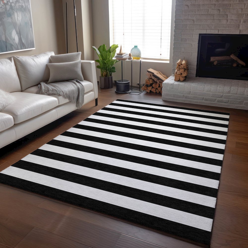 Premium Machine Washable Mayfield  Black 3' x 5' Rug. Picture 6