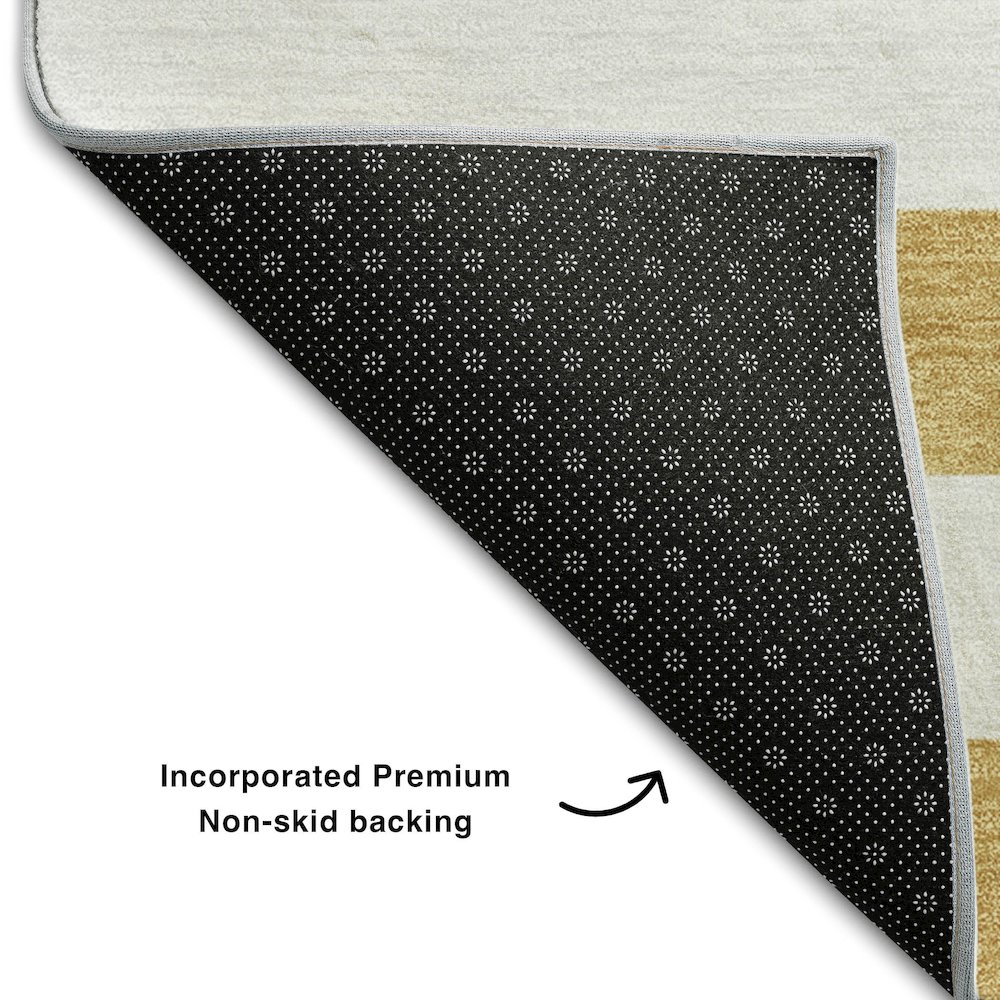 Premium Machine Washable Mayfield  Gold 2'3" x 7'6" Runner Rug. Picture 2