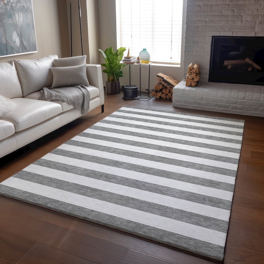 Premium Machine Washable Mayfield  Gray 3' x 5' Rug. Picture 6
