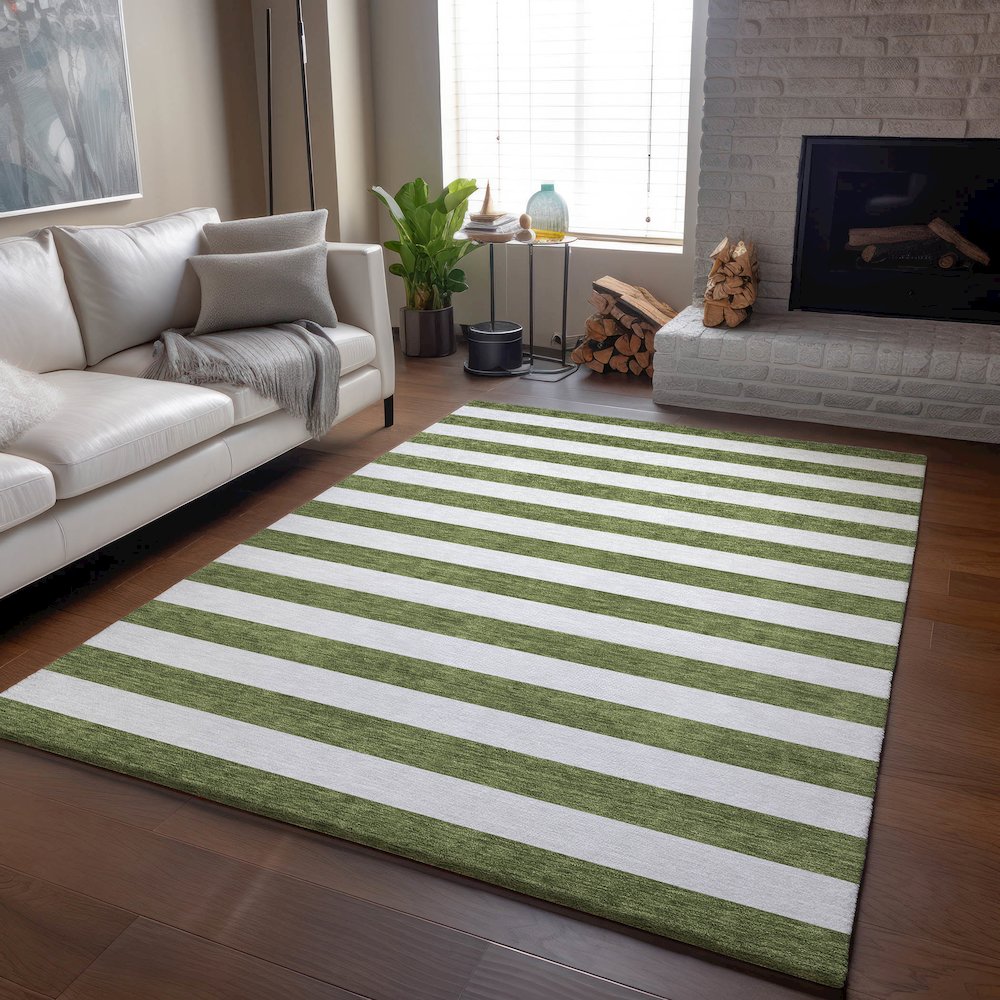 Premium Machine Washable Mayfield  Olive 3' x 5' Rug. Picture 6