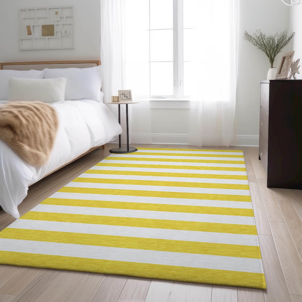 Premium Machine Washable Mayfield  Yellow 3' x 5' Rug. Picture 5