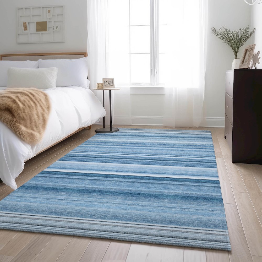 Premium Machine Washable Mayfield  Blue 3' x 5' Rug. Picture 5